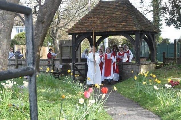 The Palm Sunday procession at St Nicholas’ Church in Middleton-on-Sea. Photo: Kurtiss Allies