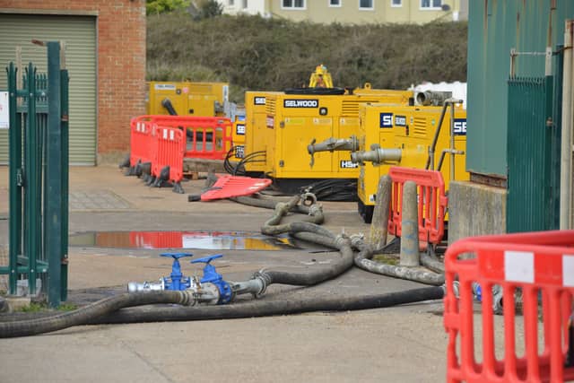 Tankers at the pumping station in West St Leonards.
Pumping station. SUS-221104-142803001
