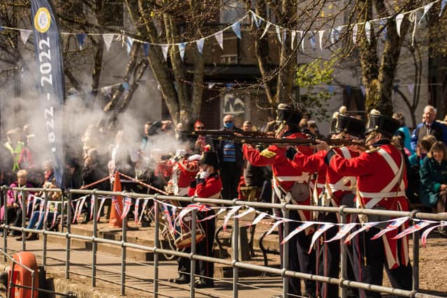 The Fort Cumberland Guard's musketry display. Picture by Dave Standley.