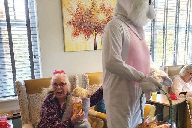 The team delivered Easter eggs to residents at home.