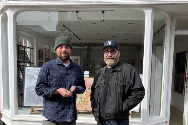 From left: Sam Bailey and Samuel McGann outside the pop-up gallery