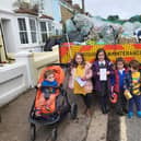 The kids of Becket Road, Worthing, were over the moon that their rubbish was collected