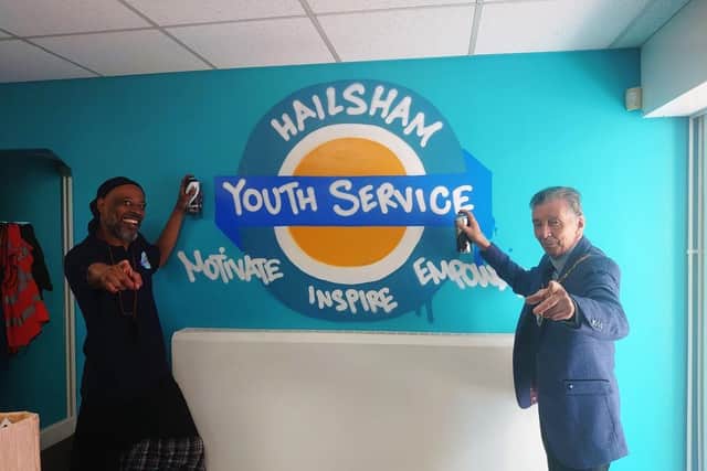 Simeon Brown, deputy youth service manager, with Mayor of Hailsham Cllr Paul Holbrook
