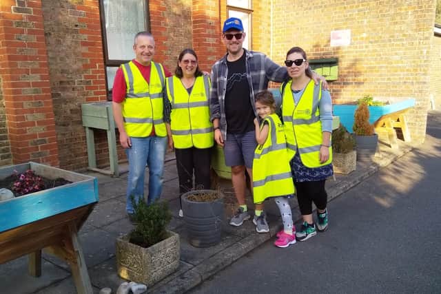 Rotarians replant and repaint at the gardens of the Cherry Tree Centre in Burgess Hill. Picture: Central Sussex Rotary.