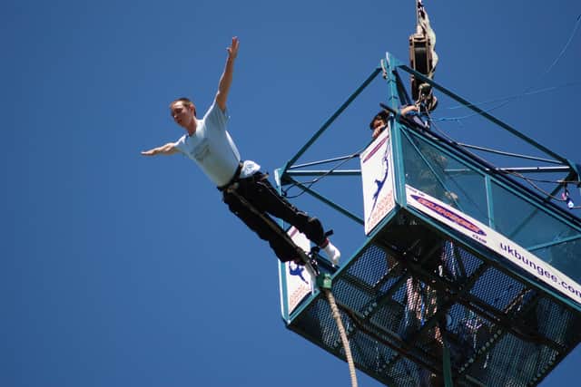 Bungee on the Beach will see 80 local charity supporters take on the adrenaline-fuelled challenge, alone or as part of a tandem jump. The 160 foot bungee from a crane is the first of its kind in Hastings for more than 10 years. SUS-220413-103943001