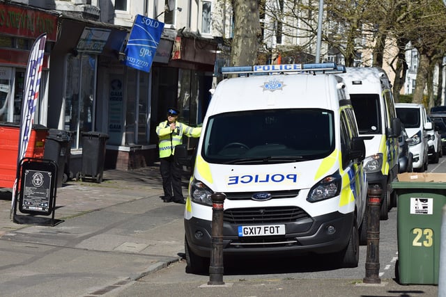 Police said they have received reports of a suspected unexploded grenade in an Eastbourne garden. At 2.46pm today (Wednesday, April 13) officers said they were on the scene in Langney Road. Photo by Dan Jessup. SUS-220413-163602001