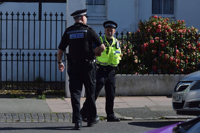 Police said they have received reports of a suspected unexploded grenade in an Eastbourne garden. At 2.46pm today (Wednesday, April 13) officers said they were on the scene in Langney Road. Photo by Dan Jessup. SUS-220413-163645001