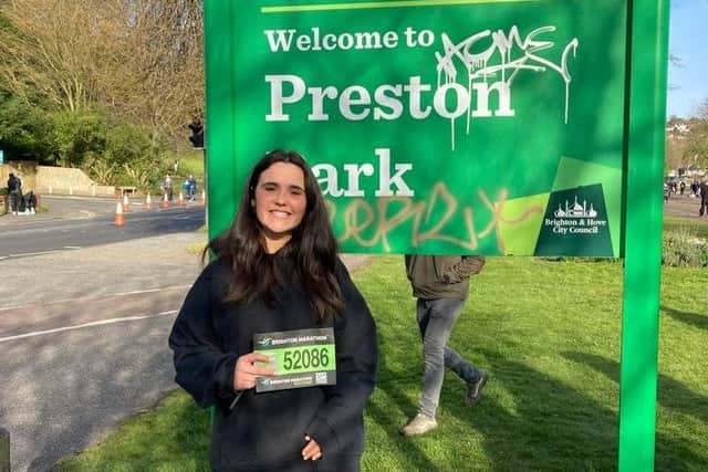 Chloe ran the Brighton Marathon to raise funds for Chailey Heritage charity SUS-220413-145701001