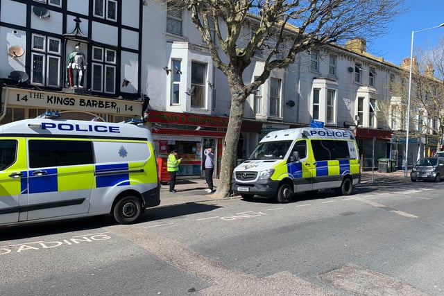 Police said they have received reports of a suspected unexploded grenade in an Eastbourne garden. At 2.46pm today (Wednesday, April 13) officers said they were on the scene in Langney Road. Photo by Dan Jessup. SUS-220413-155057001