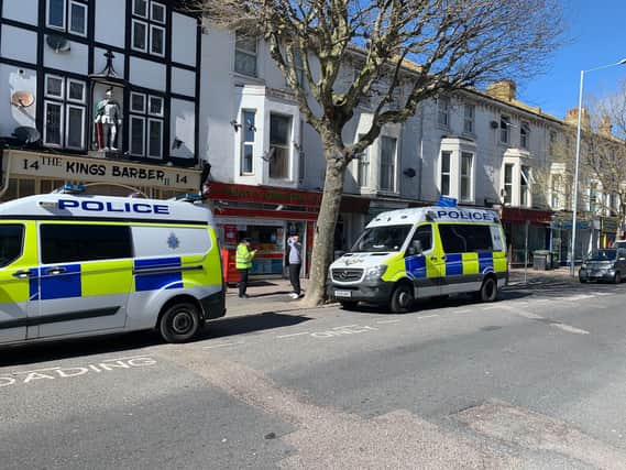 Police said they have received reports of a suspected unexploded grenade in an Eastbourne garden. At 2.46pm today (Wednesday, April 13) officers said they were on the scene in Langney Road. Photo by Dan Jessup. SUS-220413-155057001