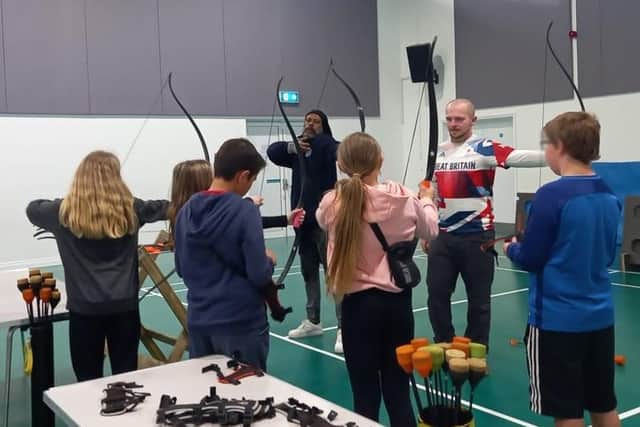 Olympic athlete and British Number One in archery visits Hailsham Youth Service’s. Photo by Hailsham Town Council. SUS-220414-112136001