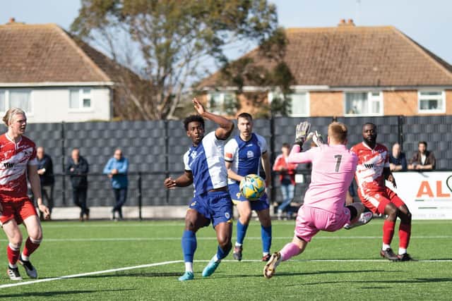 Haywards Heath score the only goal against Ramsgate / Picture: Will Charlton