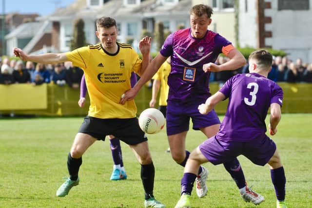 Tom Biggs in action for Littlehmpton Town in the semi-final win over Loughborough Students / Picture: Stephen Goodger