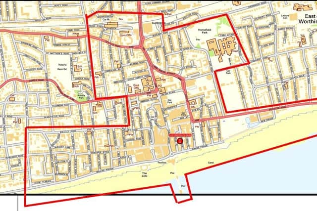 Officers said this is the area where the dispersal order is in place. Picture from Sussex Police SUS-220414-080259001