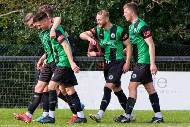 Celebrations as Burgess Hill get the better of Sittingbourne last Saturday / Picture: Chris Neal