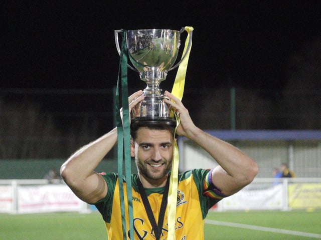 Action and celebrations from Horsham FC beating Margate 4-0 to win the Velocity Trophy / Pictures: John Lines for Horsham FC