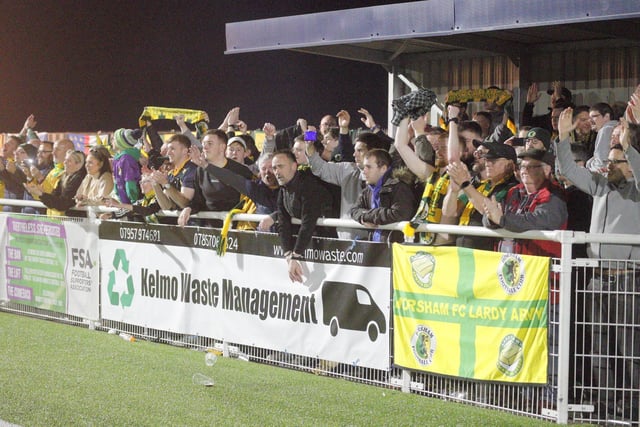 Action, celebration and fans' images from Horsham FC beating Margate 4-0 to win the Velocity Trophy / Pictures: John Lines for Horsham FC