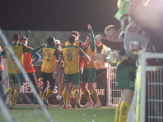 Action, celebration and fans' images from Horsham FC beating Margate 4-0 to win the Velocity Trophy / Pictures: John Lines for Horsham FC