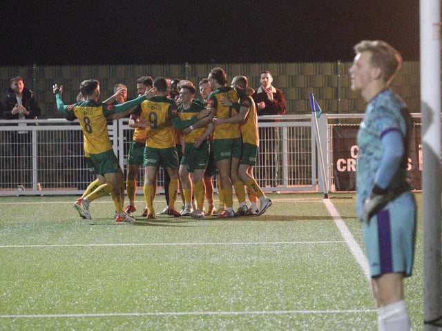 Action, celebration and fans' images from Horsham FC beating Margate 4-0 to win the Velocity Trophy / Pictures: John Lines for Horsham FC