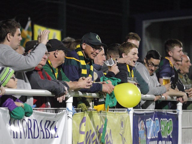 Action, celebration and fans' images from Horsham FC beating Margate 4-0 to win the Velocity Trophy / Pictures: John Lines for Horsham FC