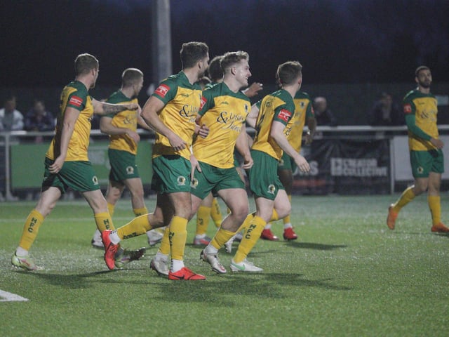 Action, celebration and fans' images from Horsham FC beating Margate 4-0 to win the Velocity Trophy / Pictures: John Lines for Horsham FC