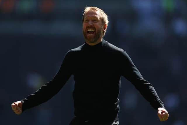Brighton boss Graham Potter celebrates victory at Tottenham a week after beating Arsenal at the Emirates