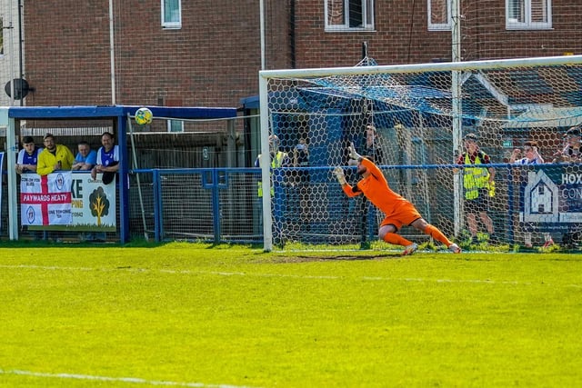 Action from Haywards Heath's 0-0 draw with Corinthian - from which a point proved enough to secure an Isthmian south east division play-off place / Picture: Ray Turner