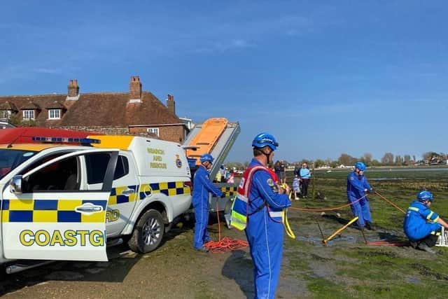 The rescue operation under way. Picture from Selsey Coastguard Rescue Team SUS-220417-120228001