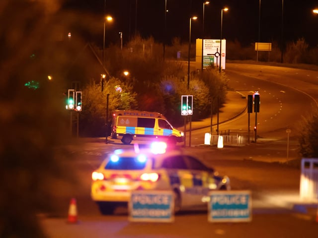 Emergency services at the scene of the collision in Broadbridge Heath, Horsham. Picture by Eddie Mitchell SUS-220418-111744001
