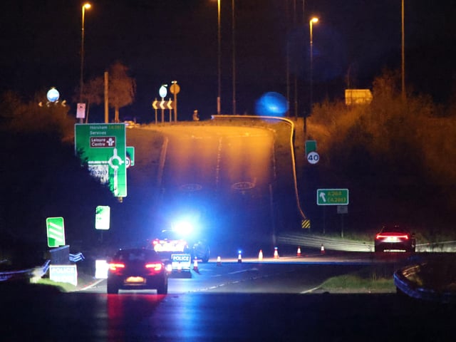 Emergency services at the scene of the collision in Broadbridge Heath, Horsham. Picture by Eddie Mitchell SUS-220418-111720001