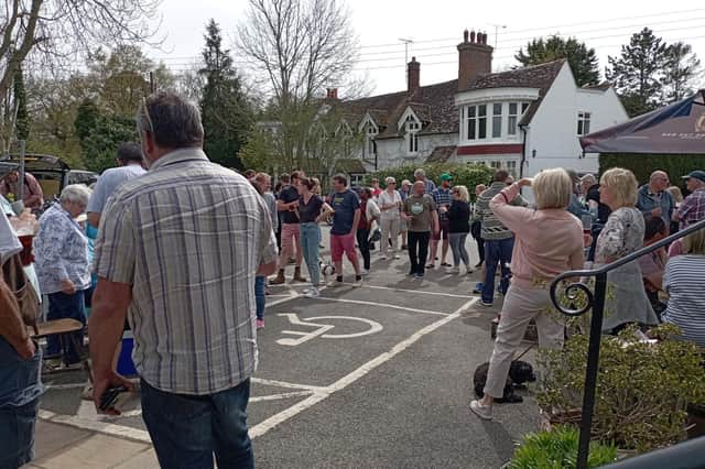 Crowds of people enjoyed the Tommy Trot Beer Race at The Laughing Fish, Isfield on Easter Monday.