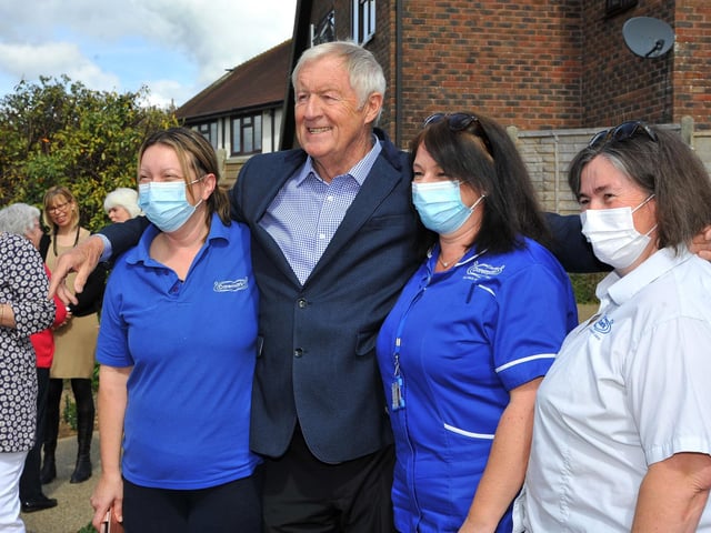 Chris Tarrant opened an extension to the Phoenix Stroke Club's clubhouse, in Horsham. Pic S Robards SR2204144