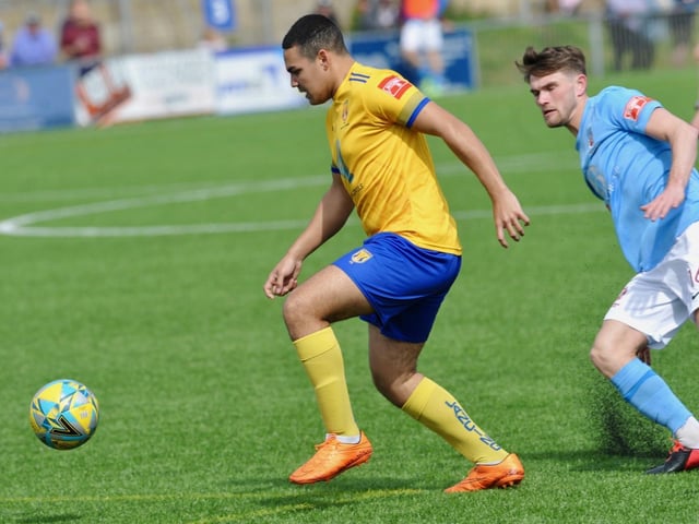 Action from Hastings United's 2-0 win at Lancing in the Isthmian south east division at Culver Road on Easter Monday / Picture: Stephen Goodger