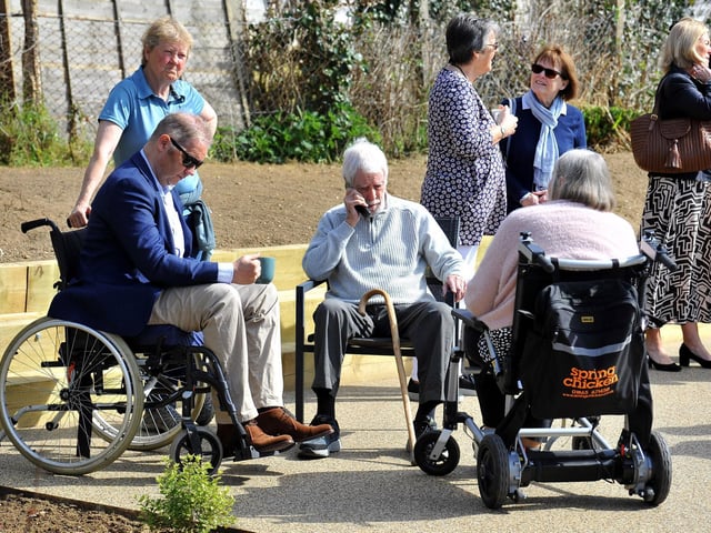 Chris Tarrant opened an extension to the Phoenix Stroke Club's clubhouse, in Horsham. Pic S Robards SR2204144
