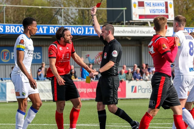 Action and red cards from Eastbourne Borough's hard-to-believe eight-man defeat at Havant / Pictures: Lydia and Nick Redman