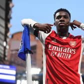 Arsenal striker Eddie Nketiah scored a classy brace at Chelsea last night but is out of contract with Gunners this summer