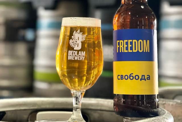 Bedlam Brewery near Ditchling has released a limited edition ‘Freedom India Pale Ale’ to support the humanitarian effort in Ukraine. Picture: Bedlam Brewery.