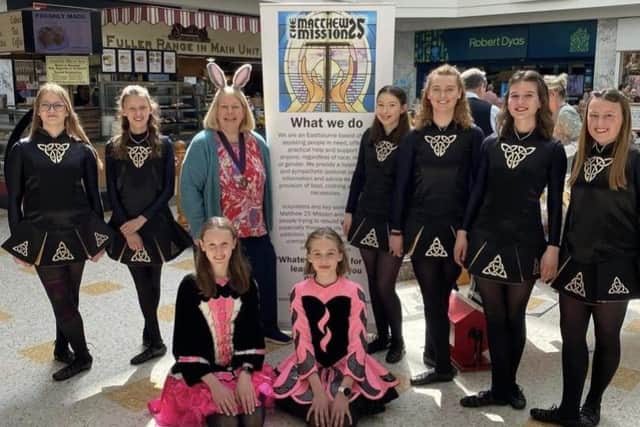 Pictured here are the Ratton School Irish dancers, who were involved with a fundraising Easter egg hunt at the Beacon Shopping Centre on Good Friday. See the letter headed Thanks For The Egg Hunt Help[, from fundraisier Don McPhee, for more information. SUS-220419-142614001