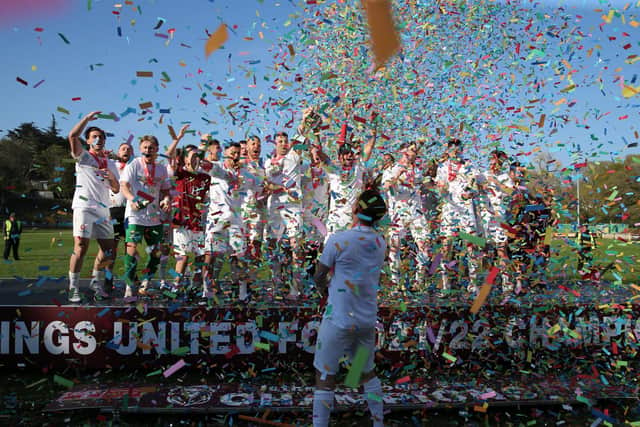 There were wonderful scenes as Hastings United got their hands on the title / Picture: Scott White