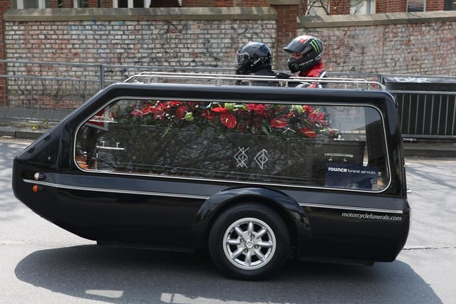 Hundreds turned out for Dan Kinsella's motorbike funeral procession through Sussex. Photo: Eddie Mitchell