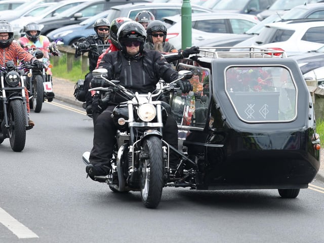 Hundreds turned out for Dan Kinsella's motorbike funeral procession through Sussex. Photo: Eddie Mitchell