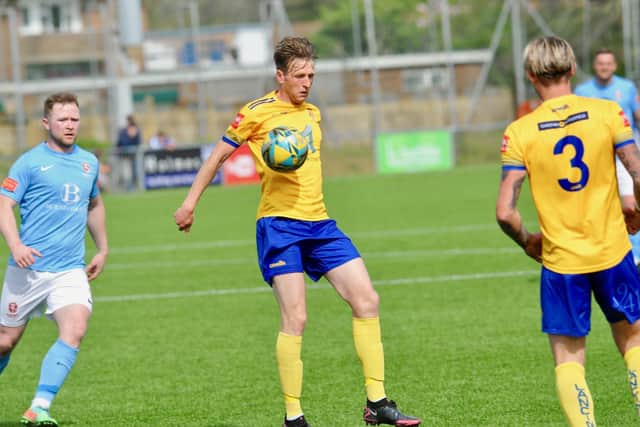 Lancing - pictured in action against Hastings last week - won at Whitstable to save their skins, at least for now / Picture: Stephen Goodger