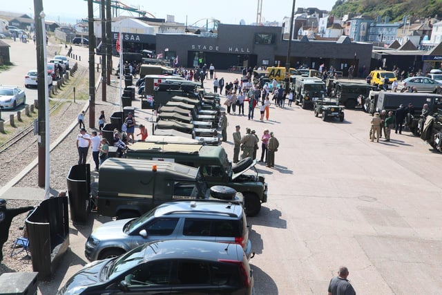 Military Vehicle Run in Hastings Old Town. Photo by Roberts Photographic. SUS-220425-070017001