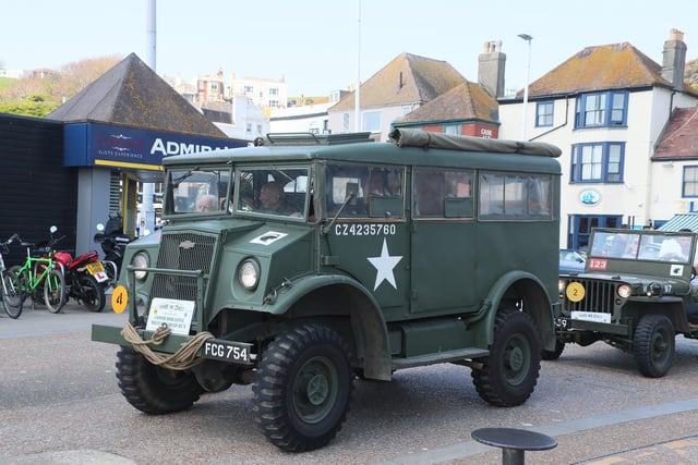Military Vehicle Run in Hastings Old Town. Photo by Roberts Photographic. SUS-220425-070142001