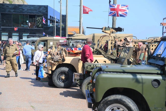 Military Vehicle Run in Hastings Old Town. Photo by Roberts Photographic. SUS-220425-070204001