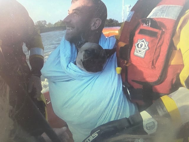 One of the people being rescued by the RNLI. Picture from Great Yarmouth and Gorleston RNLI SUS-220425-153036001
