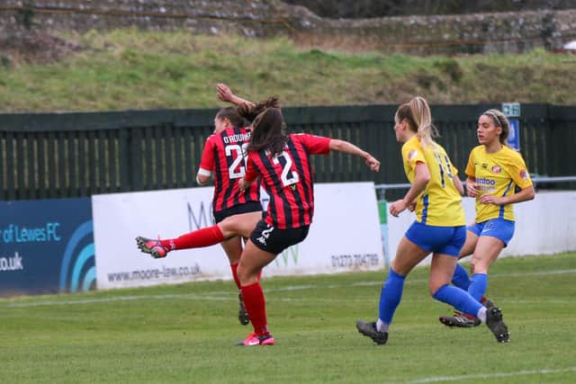 Lewes Women in action earlier in the season against Sunderland / Picture: James Boyes