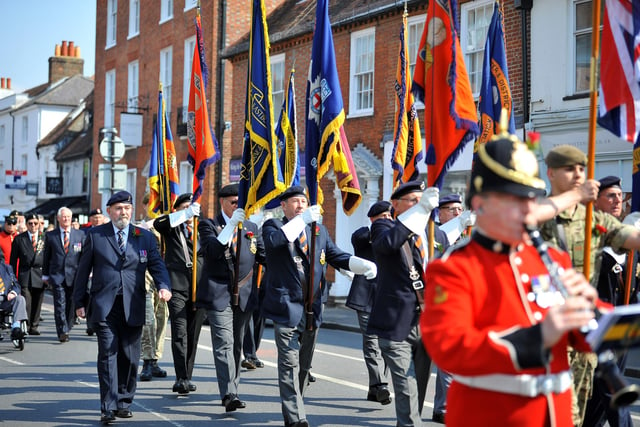 St George's day parade in Chichester. Pic S Robards SR2204231 SUS-220423-160026001