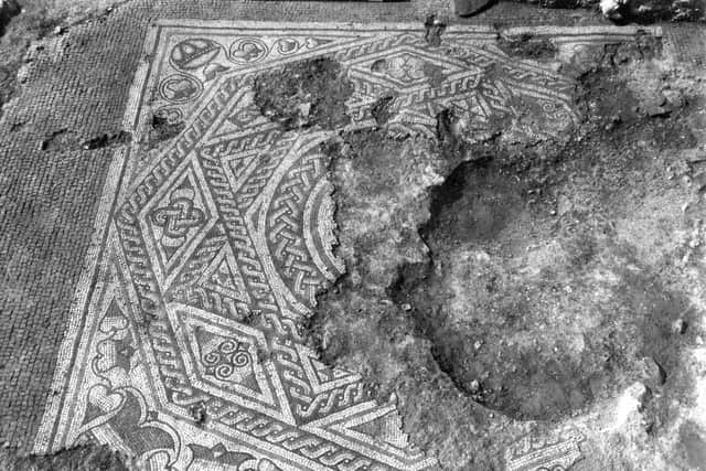 Chilgrove mosaic from Chilgrove I, in situ during archaeological excavation
