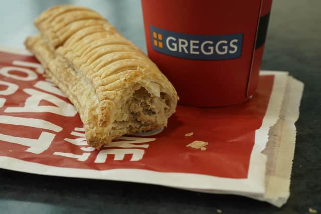 A study has found out how many mintues people have to work in 100 cities and towns across the UK in order to afford a Greggs sausage roll. (Photo Illustration by Christopher Furlong/Getty Images) 775278047